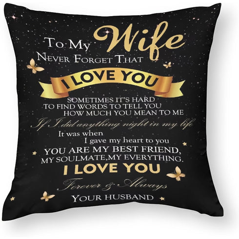 Romantic 'I Love You'  to my Wife Decorative Throw Pillow from Husband
